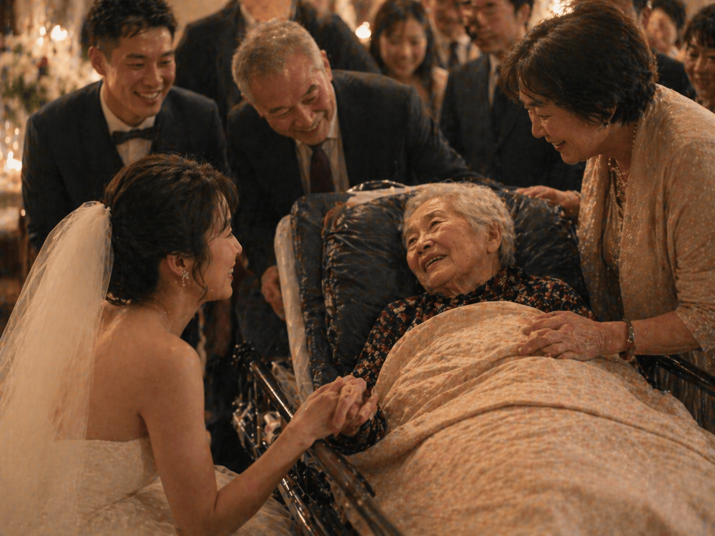 阿嬤躺著出席孫女的婚禮